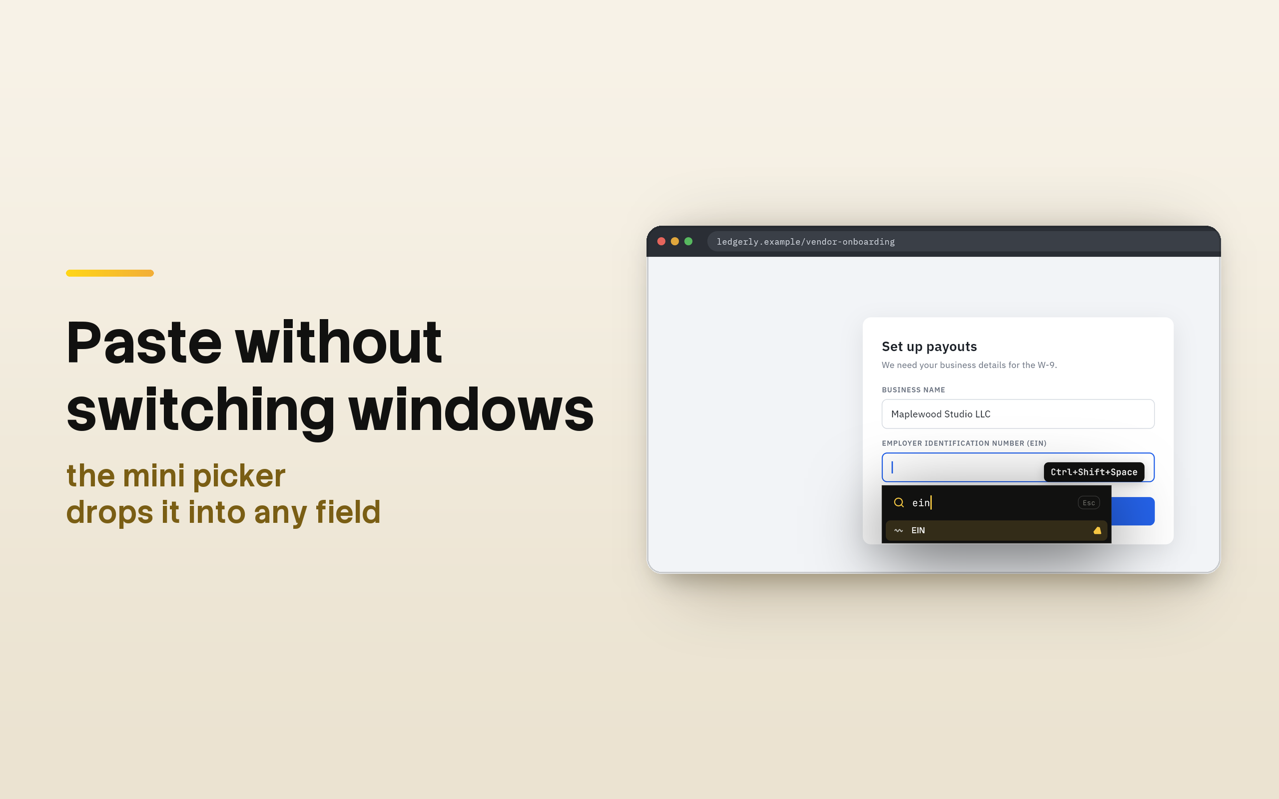Desktop: the quick picker, press image